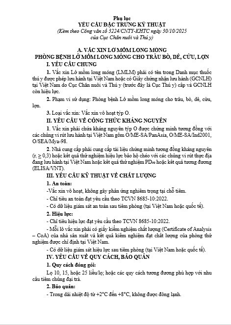 Yêu cầu báo giá vắc xin và hóa chất sát trùng